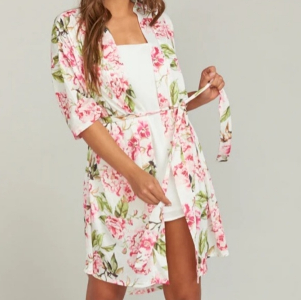 MuMu Floral Pink and Green Women's Robe Size 0/S-B/A